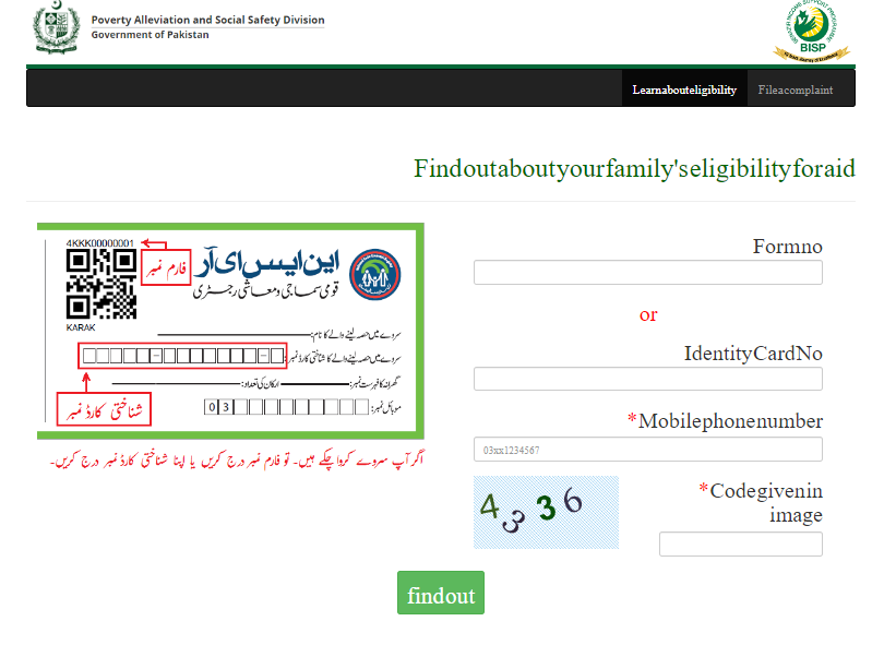 Fill out the relevant fields on the webpage to check your CNIC status (Credits: 8171 Web Portal)